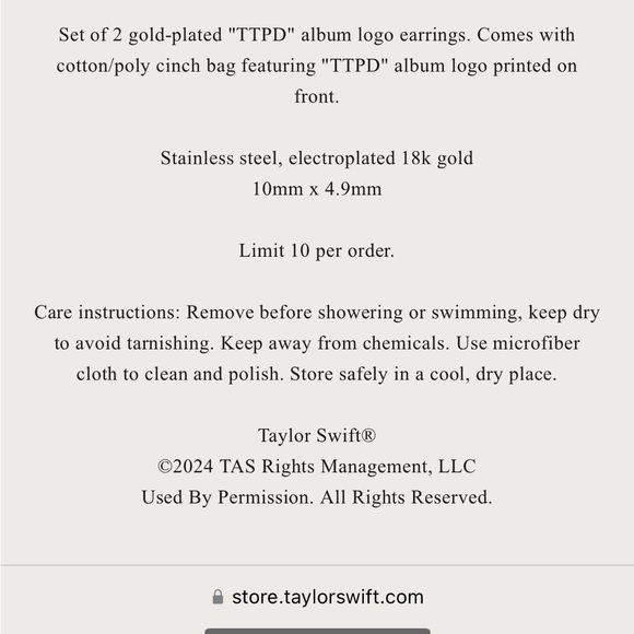 Taylor Swift Tortured Poets Earrings - Picture 7 of 7